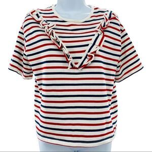 ZARA Nautical Striped Ruffle Top